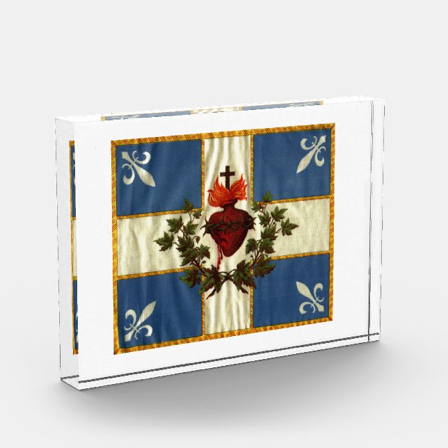 Antique Quebec Flag Sacred Heart Carillon Acrylic Award (Left)