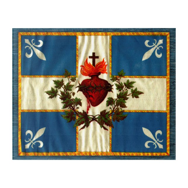 Antique Quebec Flag Sacred Heart Carillon Acrylic Print (Front)