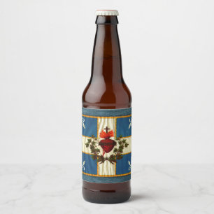 Antique Quebec Flag Sacred Heart Carillon Beer Bottle Label
