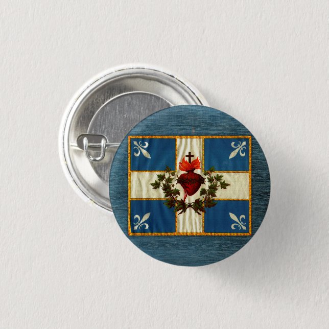 Antique Quebec Flag Sacred Heart Carillon Button (Front & Back)
