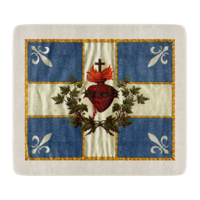 Antique Quebec Flag Sacred Heart Carillon Cutting Board (Front)