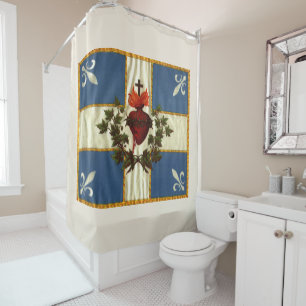 Antique Quebec Flag Sacred Heart Carillon Shower Curtain