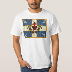 Antique Quebec Flag Sacred Heart Carillon T-Shirt