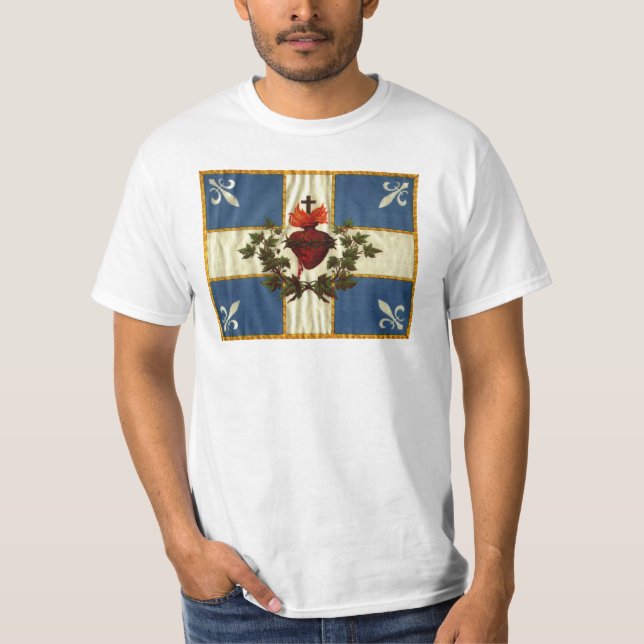 Antique Quebec Flag Sacred Heart Carillon T-Shirt (Front)