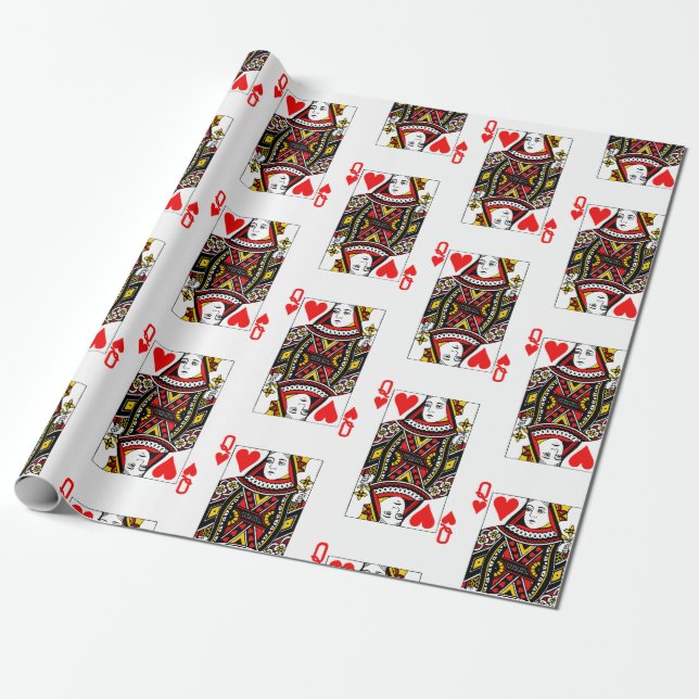 Antique Queen of Hearts Wrapping Paper (Unrolled)
