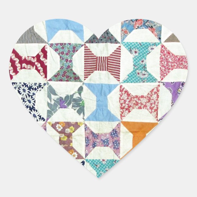 Antique Quilt Heart Sticker (Front)