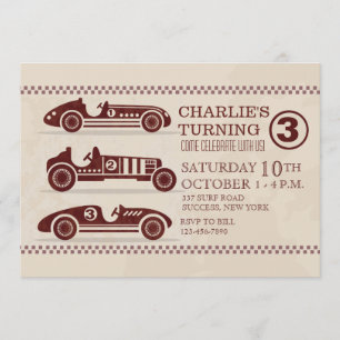 Antique Racing Cars Invitation