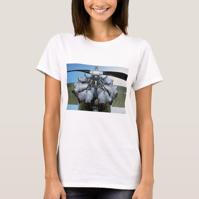 Antique radial engine with prop T-Shirt (Front)