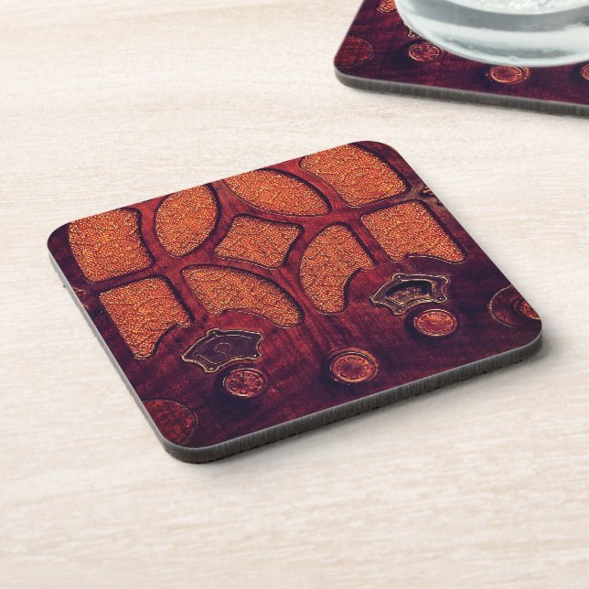 Antique radio wood elegant art deco cathedral  beverage coaster (Left Side)