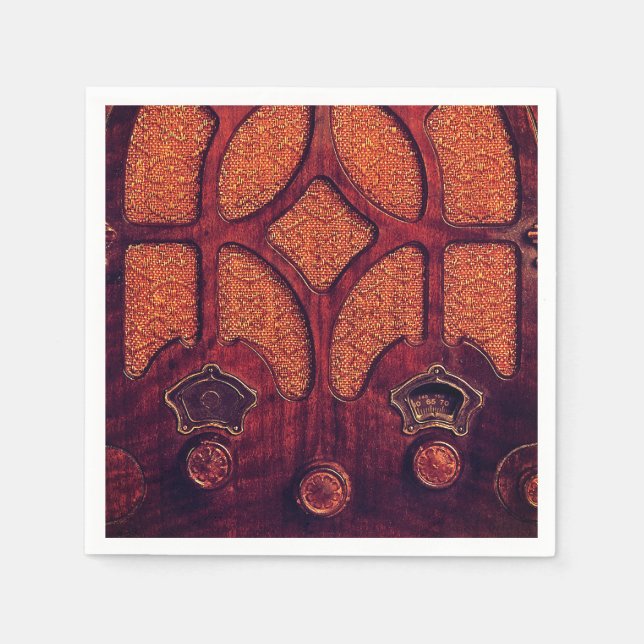 Antique radio wood elegant art deco cathedral  napkins (Front)