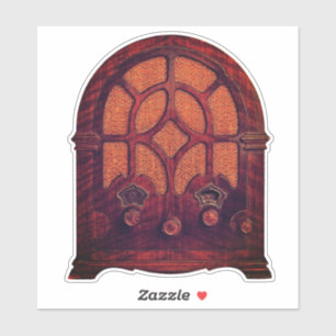 Antique radio wood elegant art deco cathedral  sticker