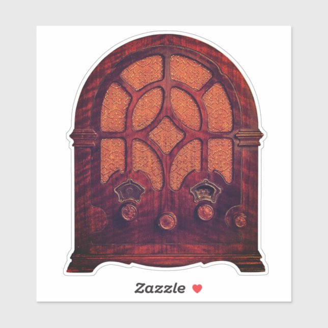 Antique radio wood elegant art deco cathedral  sticker (Sheet)