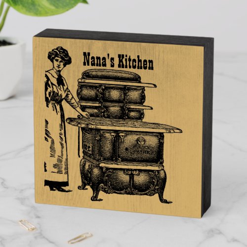 Antique Range Stove Oven Personalized Template Wooden Box Sign