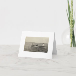 Antique Real Photo Old Friends Boating Note Card