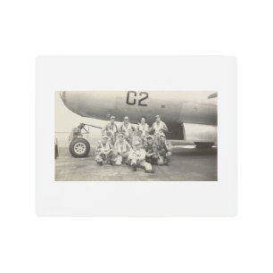 Antique Real Photo WWII B-29 Bomber Crew Metal Print