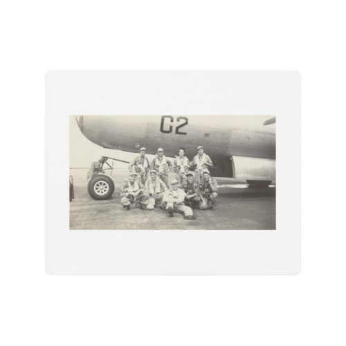 Antique Real Photo WWII B_29 Bomber Crew Metal Print