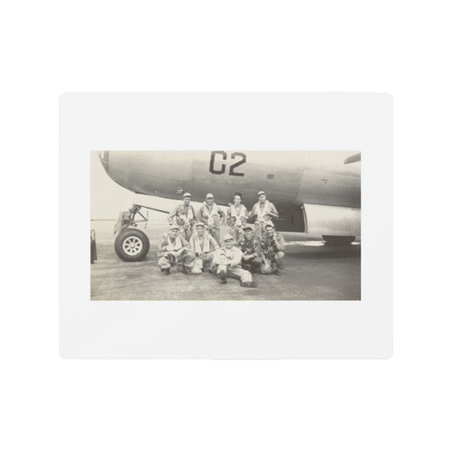 Antique Real Photo WWII B-29 Bomber Crew Metal Print (Front)