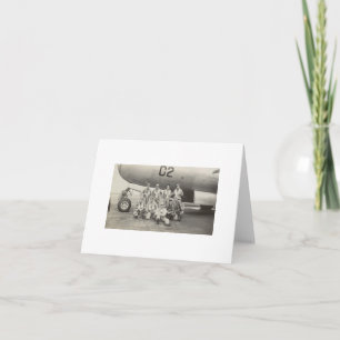 Antique Real Photo WWII B-29 Bomber Crew Note Card
