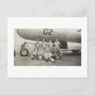 Antique Real Photo WWII B-29 Bomber Crew Postcard