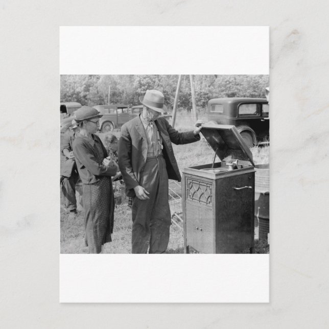 Antique Record Player, 1930s Postcard (Front)
