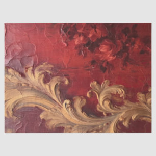 Antique red burgundy faux gold Baroque ornaments Tissue Paper