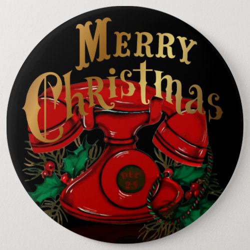 Antique Red Christmas Telephone Button