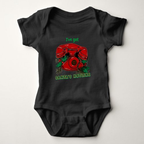 Antique Red Christmas Telephone Coordinating Baby Bodysuit