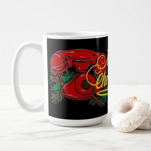 Antique Red Christmas Telephone Coordinating Coffee Mug