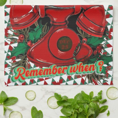 Antique Red Christmas Telephone Coordinating Kitchen Towel