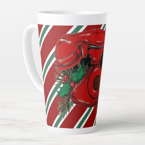 Antique Red Christmas Telephone Coordinating Latte Mug