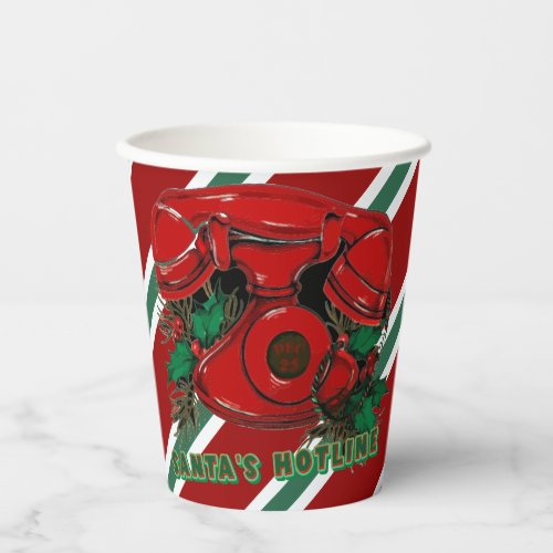 Antique Red Christmas Telephone Coordinating Paper Cups