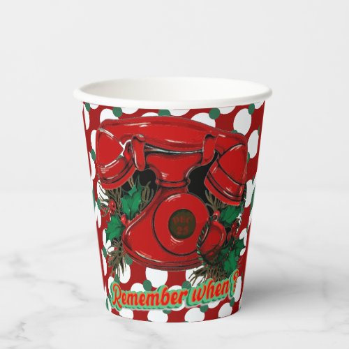 Antique Red Christmas Telephone Coordinating Paper Cups