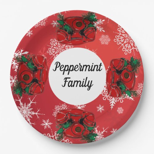 Antique Red Christmas Telephone Coordinating Paper Plates