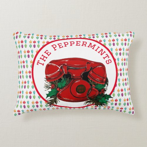 Antique Red Christmas Telephone Coordinating Short Accent Pillow