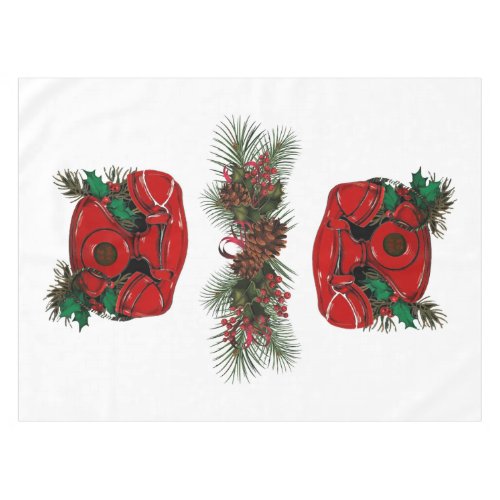 Antique Red Christmas Telephone Coordinating Short Tablecloth