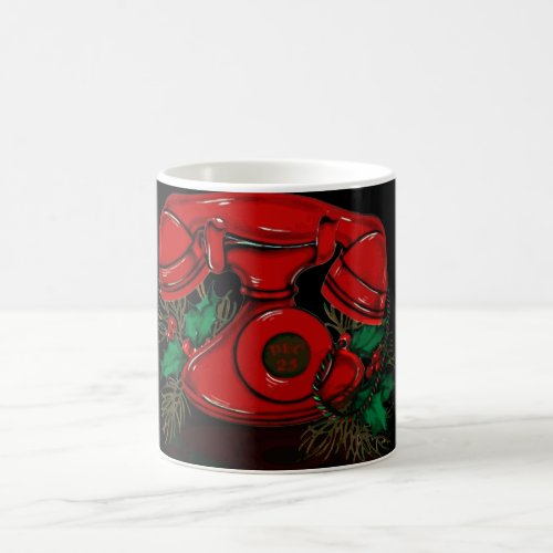 Antique Red Christmas Telephone Gift Coffee Mug