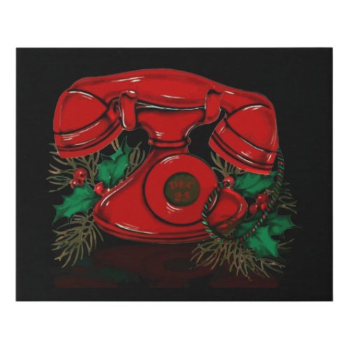 Antique Red Christmas Telephone Gift Faux Canvas Print