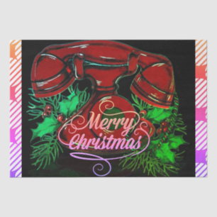 Antique Red Christmas Telephone Gift Tissue Paper