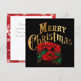 Antique Red Christmas Telephone Holiday Card