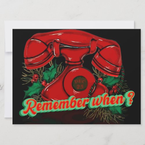 Antique Red Christmas Telephone Holiday Card