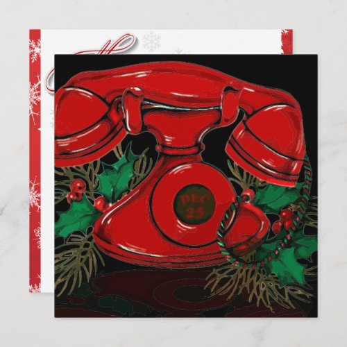 Antique Red Christmas Telephone Invitation
