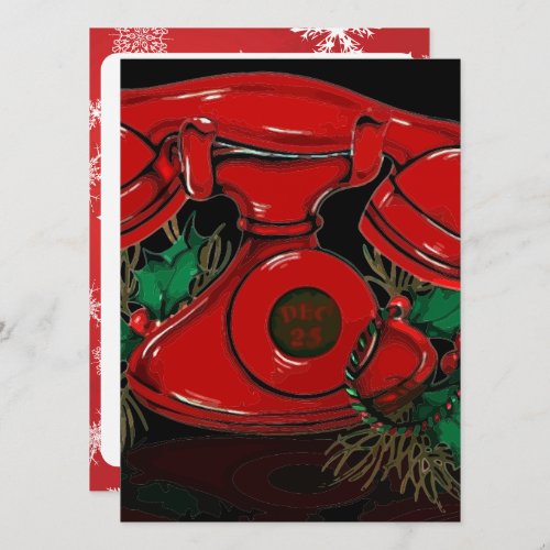 Antique Red Christmas Telephone Invitation