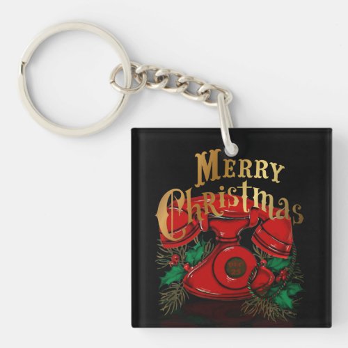 Antique Red Christmas Telephone Keychain