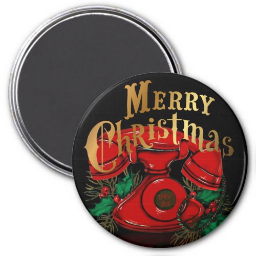Antique Red Christmas Telephone Magnet