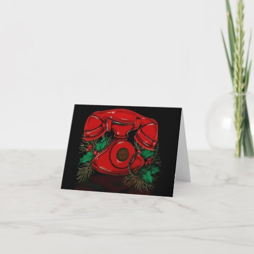 Antique Red Christmas Telephone Note Card