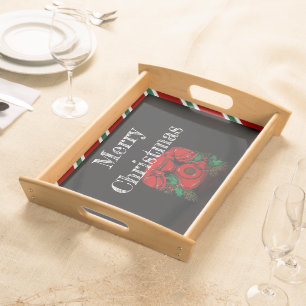 Antique Red Christmas Telephone Serving Tray
