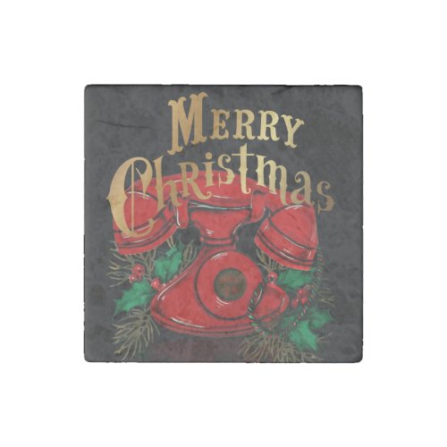 Antique Red Christmas Telephone Stone Magnet
