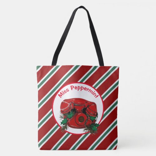  Antique Red Christmas Telephone  Tote Bag