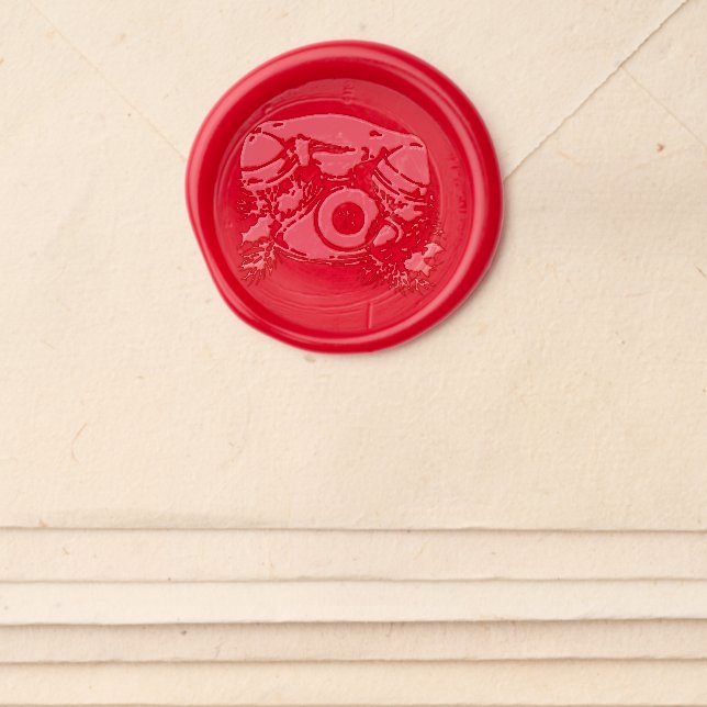 Antique Red Christmas Telephone Wax Seal Sticker (Front)