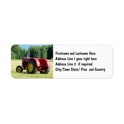 Antique Red Farm Tractor Label